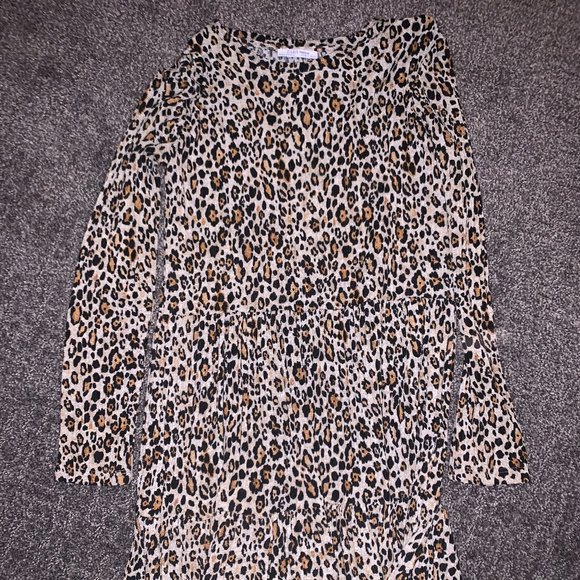 Zara cheetah print long sleeve mini dress/ size small - Picture 1 of 2